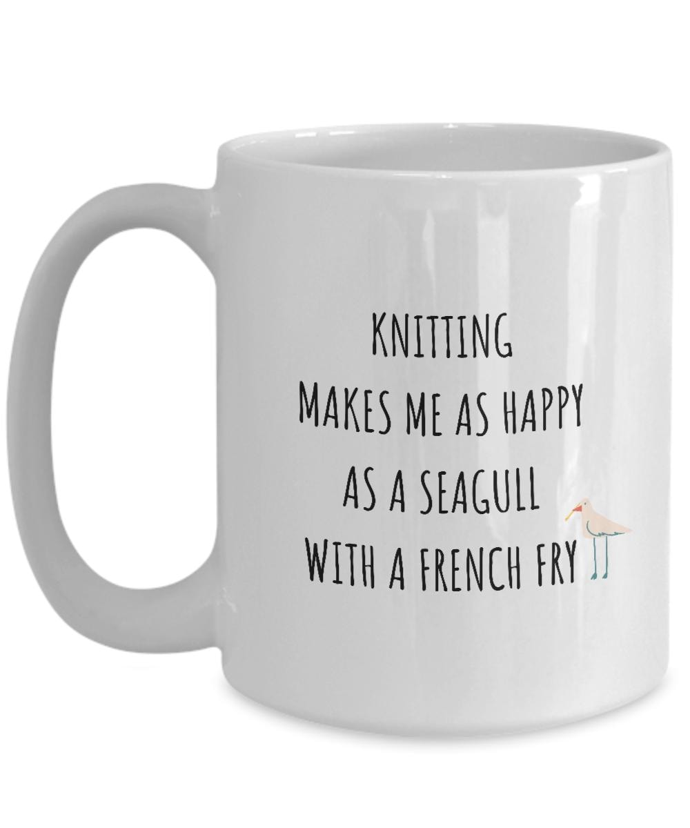 Gift for Knitter, Knitting Mug, Knitting Makes Me Happy, Knitting Gift