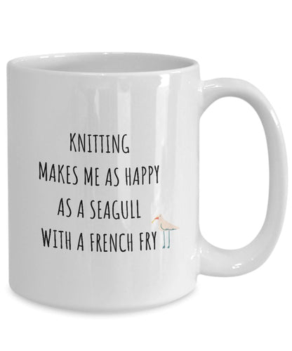 Gift for Knitter, Knitting Mug, Knitting Makes Me Happy, Knitting Gift