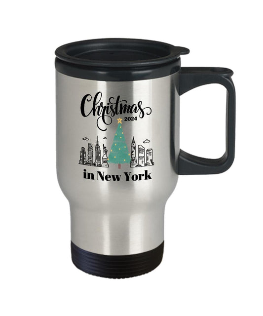 Christmas in New York 2024 Travel Mug, Xmas in New York, Christmas in NYC