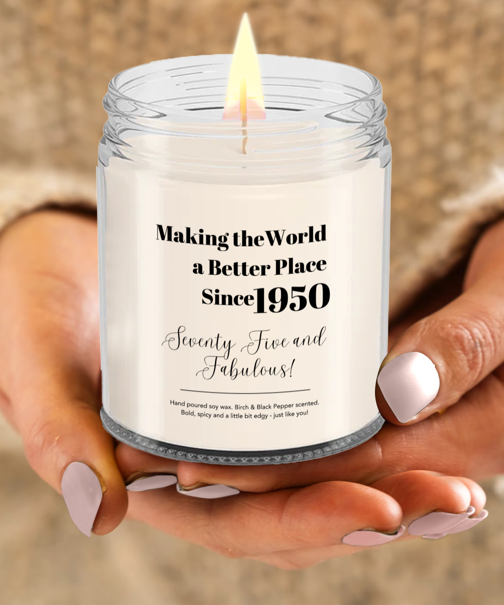 75th Birthday Candle, Birthday Gift Ideas for 75 Year Old, 75th Candle Gift, 1950 Gift, 75 Years